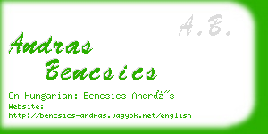 andras bencsics business card